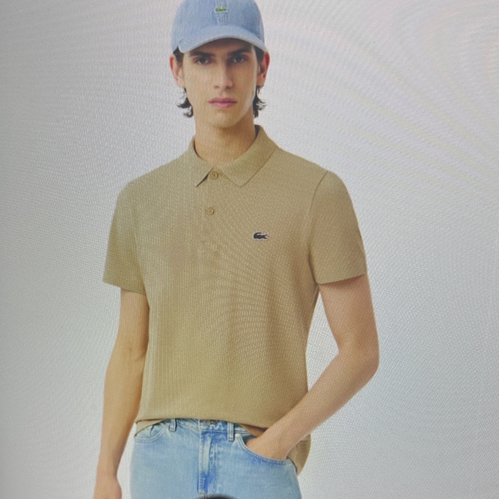 Lacoste Women's Beige Button Down Polo Shirt